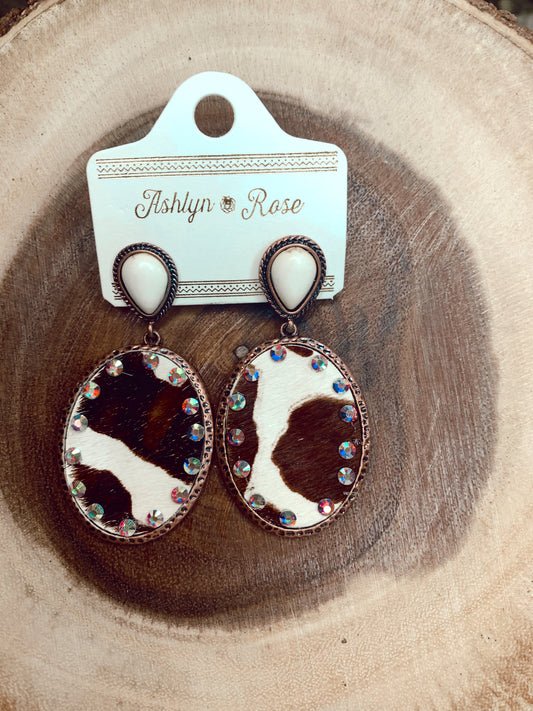 WHERE I'M FROM COWHIDE EARRINGS