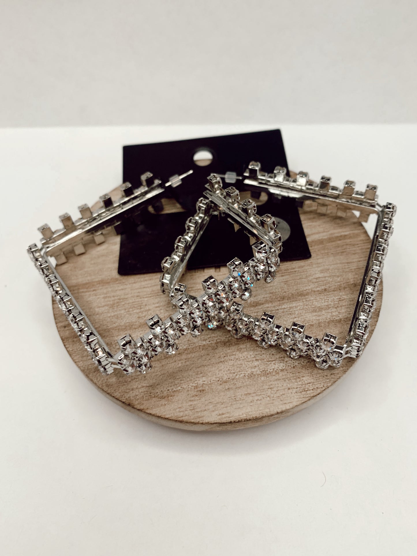 GIRL LIKE YOU RHINESTONE SQUARE HOOPS