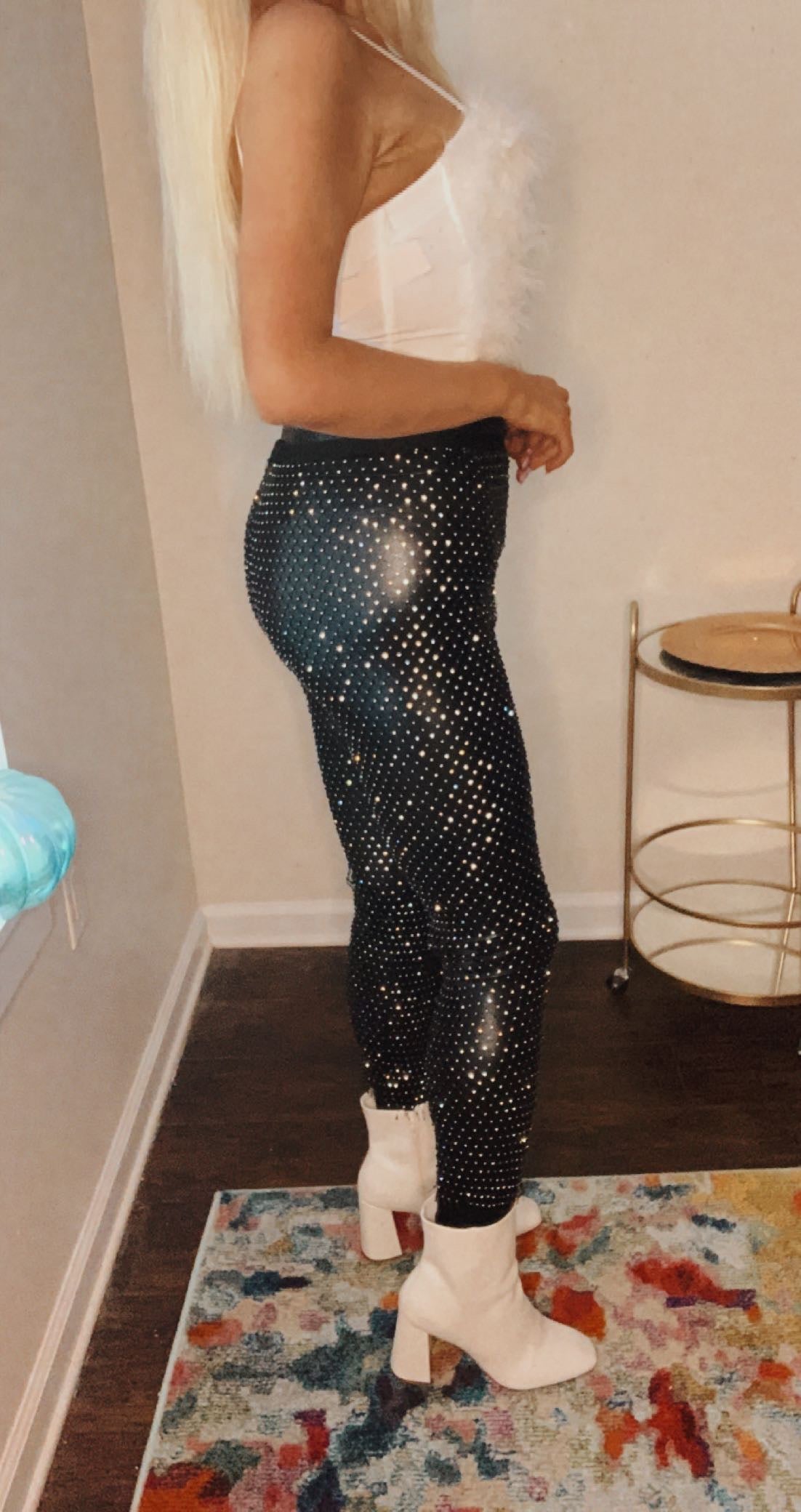 LEAVIN' HER WILD MESH RHINESTONE PANTS